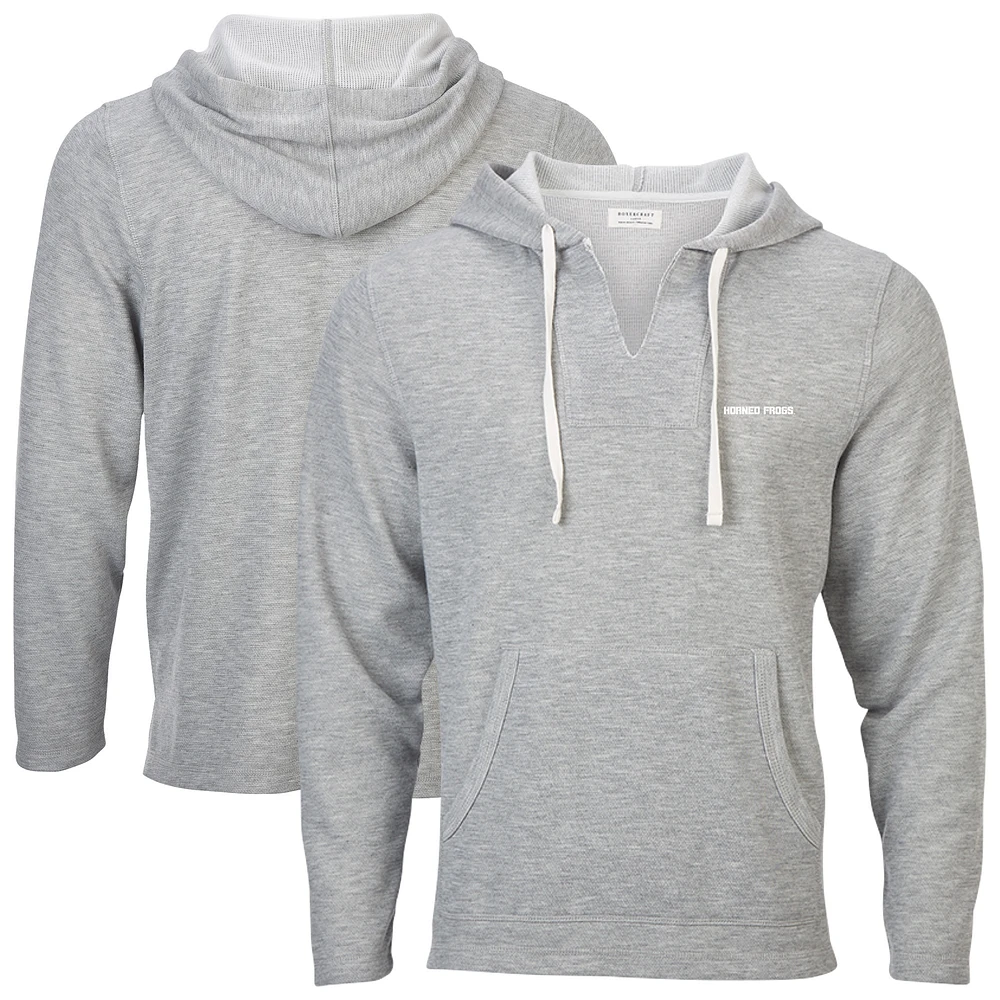 Women's Boxercraft Heather Gray TCU Horned Frogs Baja Fleece V-Neck Pullover Hoodie