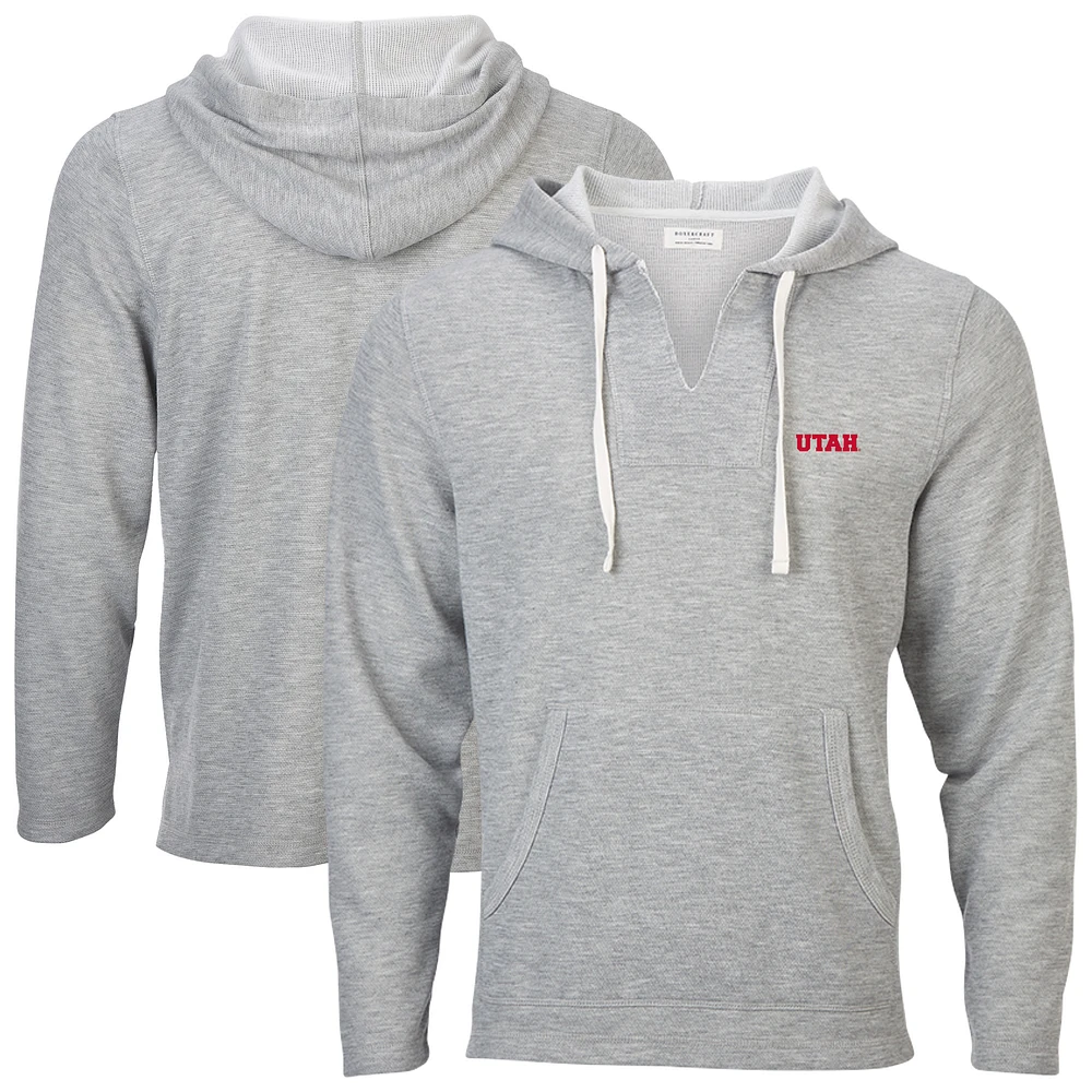 Women's Boxercraft Heather Gray Utah Utes Baja Fleece V-Neck Pullover Hoodie