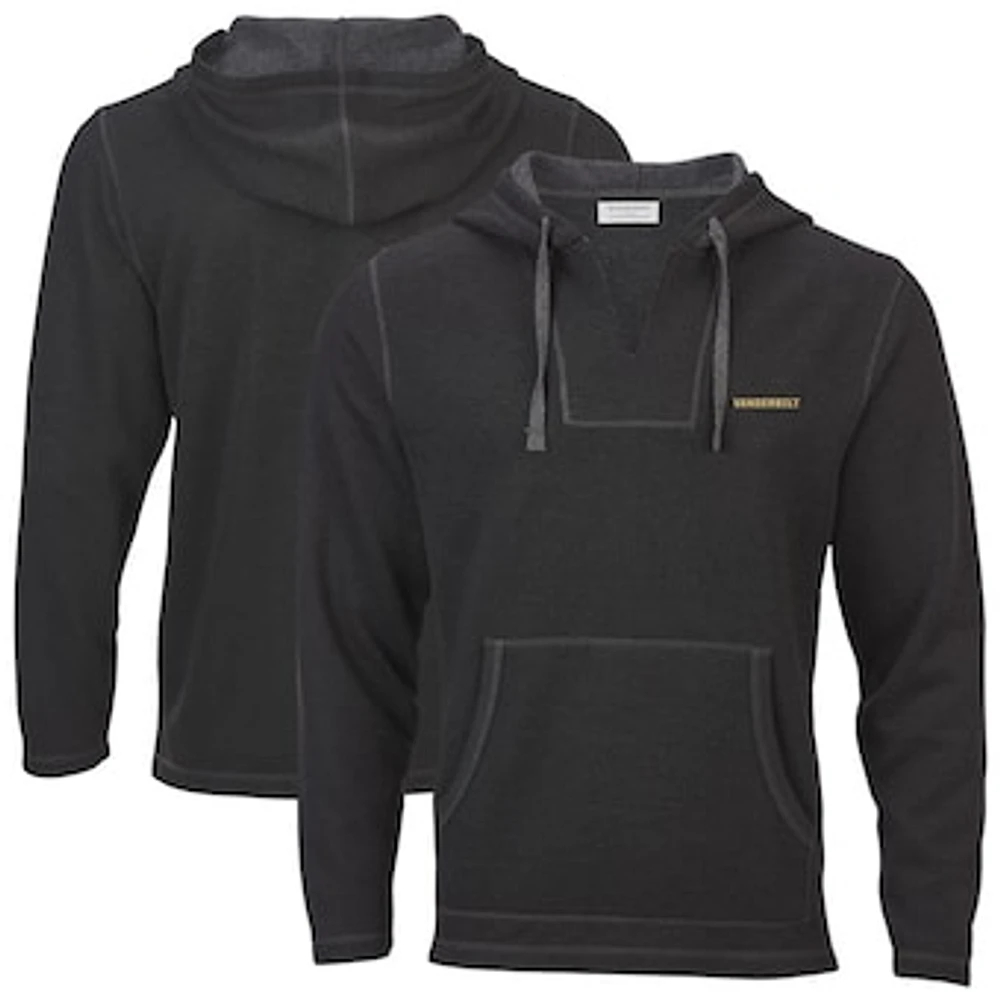 Women's Boxercraft Black Vanderbilt Commodores Baja Fleece V-Neck Pullover Hoodie