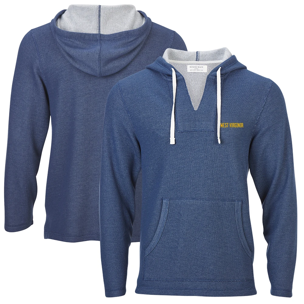 Women's Boxercraft Navy West Virginia Mountaineers Baja Fleece V-Neck Pullover Hoodie
