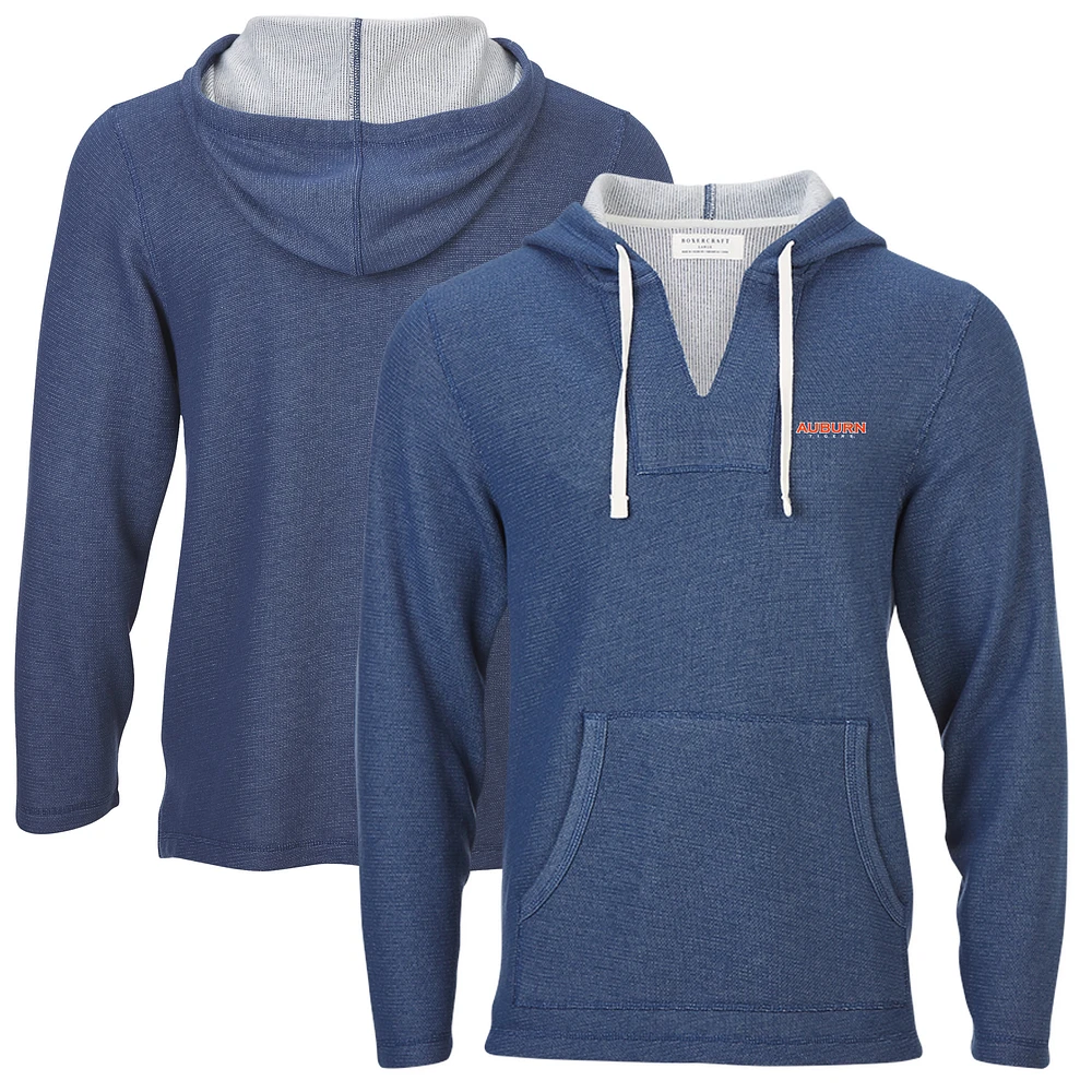 Women's Boxercraft Navy Auburn Tigers Baja Fleece V-Neck Pullover Hoodie