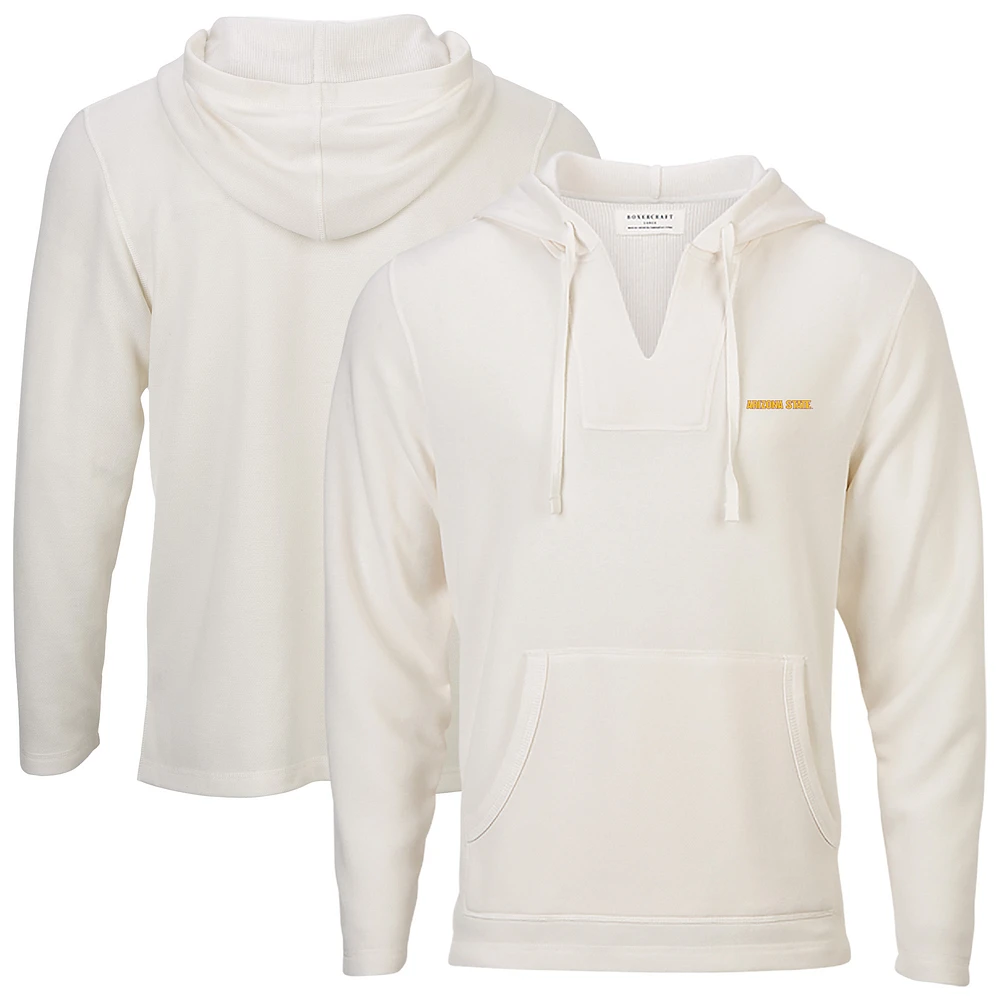 Women's Boxercraft White Arizona State Sun Devils Baja Fleece V-Neck Pullover Hoodie
