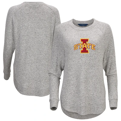 Women's Gray Iowa State Cyclones Oversized Cuddle Raglan Tri-Blend Pullover Sweatshirt