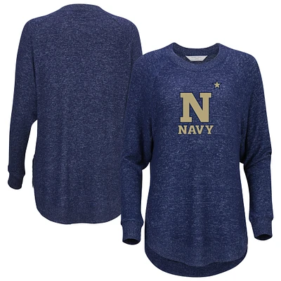 Women's Navy Midshipmen Oversized Cuddle Raglan Tri-Blend Pullover Sweatshirt