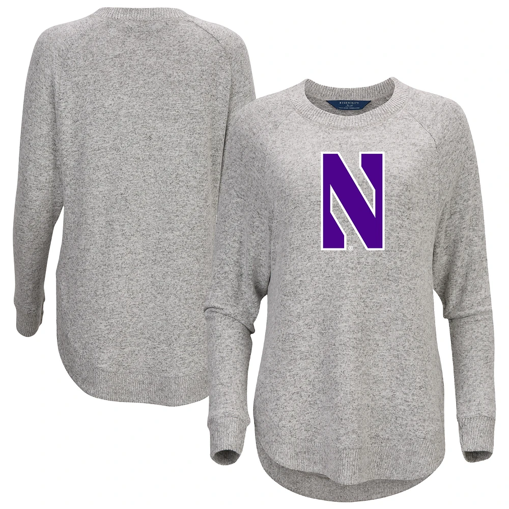 Women's Gray Northwestern Wildcats Oversized Cuddle Raglan Tri-Blend Pullover Sweatshirt