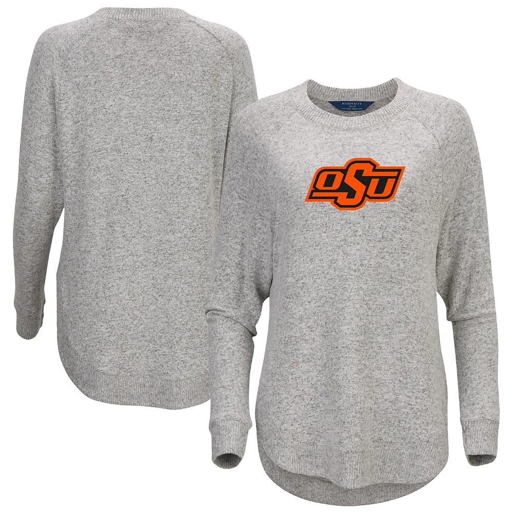 Women's Gray Oklahoma State Cowboys Oversized Cuddle Raglan Tri-Blend Pullover Sweatshirt