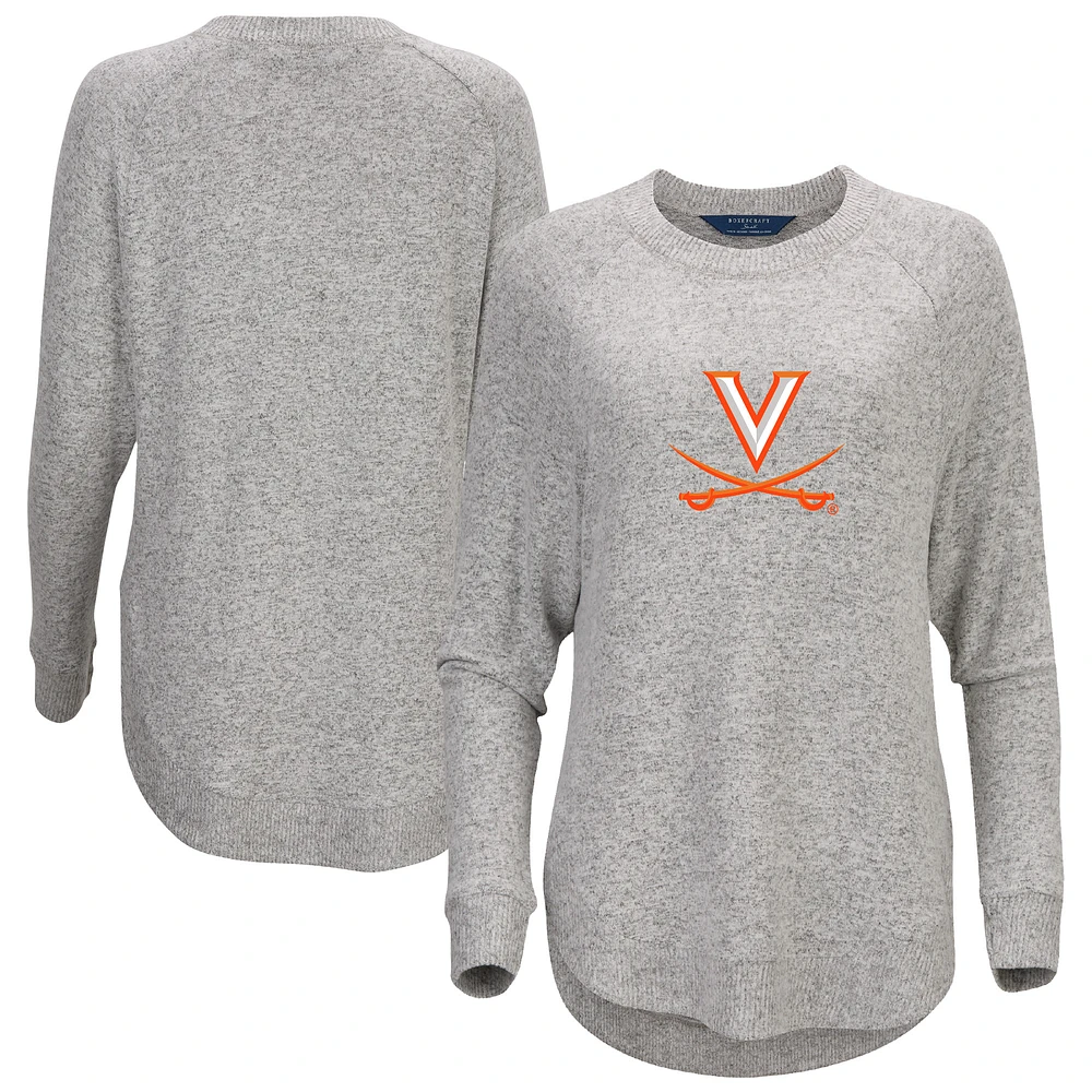 Women's Gray Virginia Cavaliers Oversized Cuddle Raglan Tri-Blend Pullover Sweatshirt