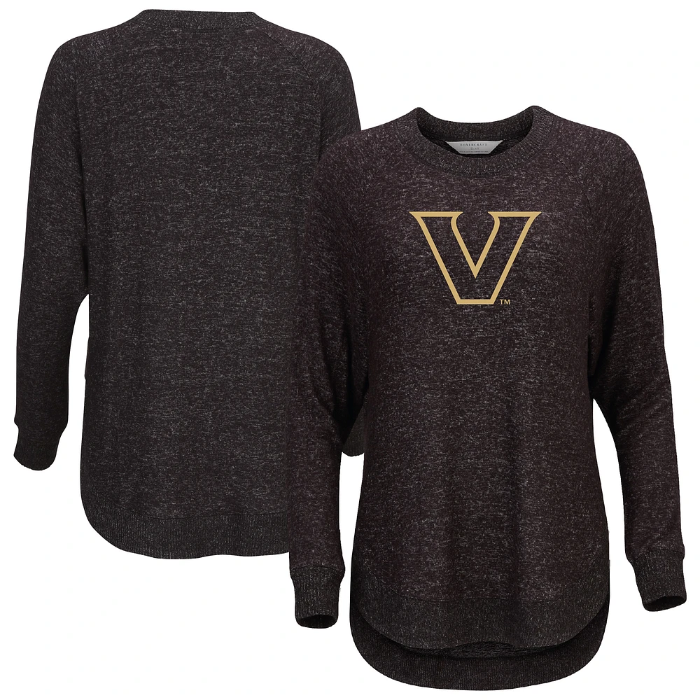 Women's Black Vanderbilt Commodores Oversized Cuddle Raglan Tri-Blend Pullover Sweatshirt
