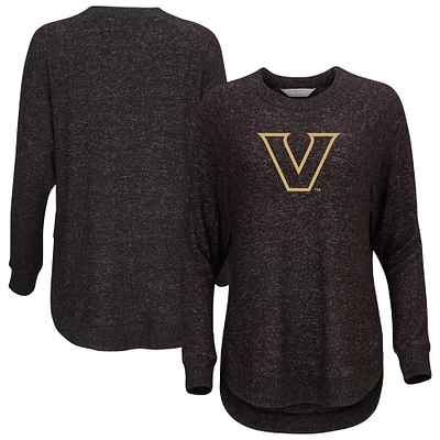 Women's Black Vanderbilt Commodores Oversized Cuddle Raglan Tri-Blend Pullover Sweatshirt