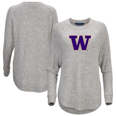 Women's Gray Washington Huskies Oversized Cuddle Raglan Tri-Blend Pullover Sweatshirt