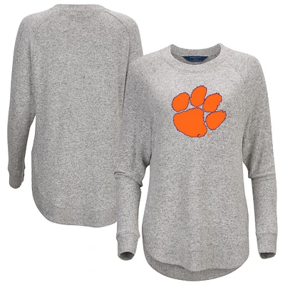 Women's Gray Clemson Tigers Oversized Cuddle Raglan Tri-Blend Pullover Sweatshirt