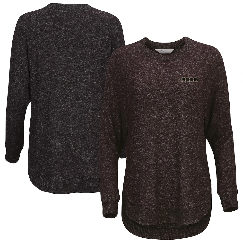 Women's Black Purdue Boilermakers Oversized Cuddle Raglan Tri-Blend Pullover Sweatshirt