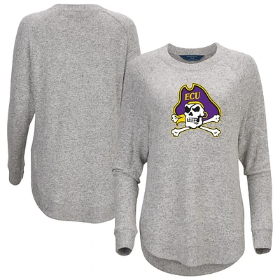 Women's Gray ECU Pirates Oversized Cuddle Raglan Tri-Blend Pullover Sweatshirt