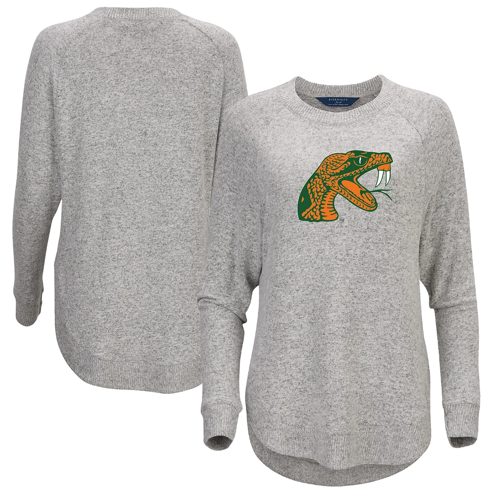 Women's Gray Florida A&M Rattlers Oversized Cuddle Raglan Tri-Blend Pullover Sweatshirt