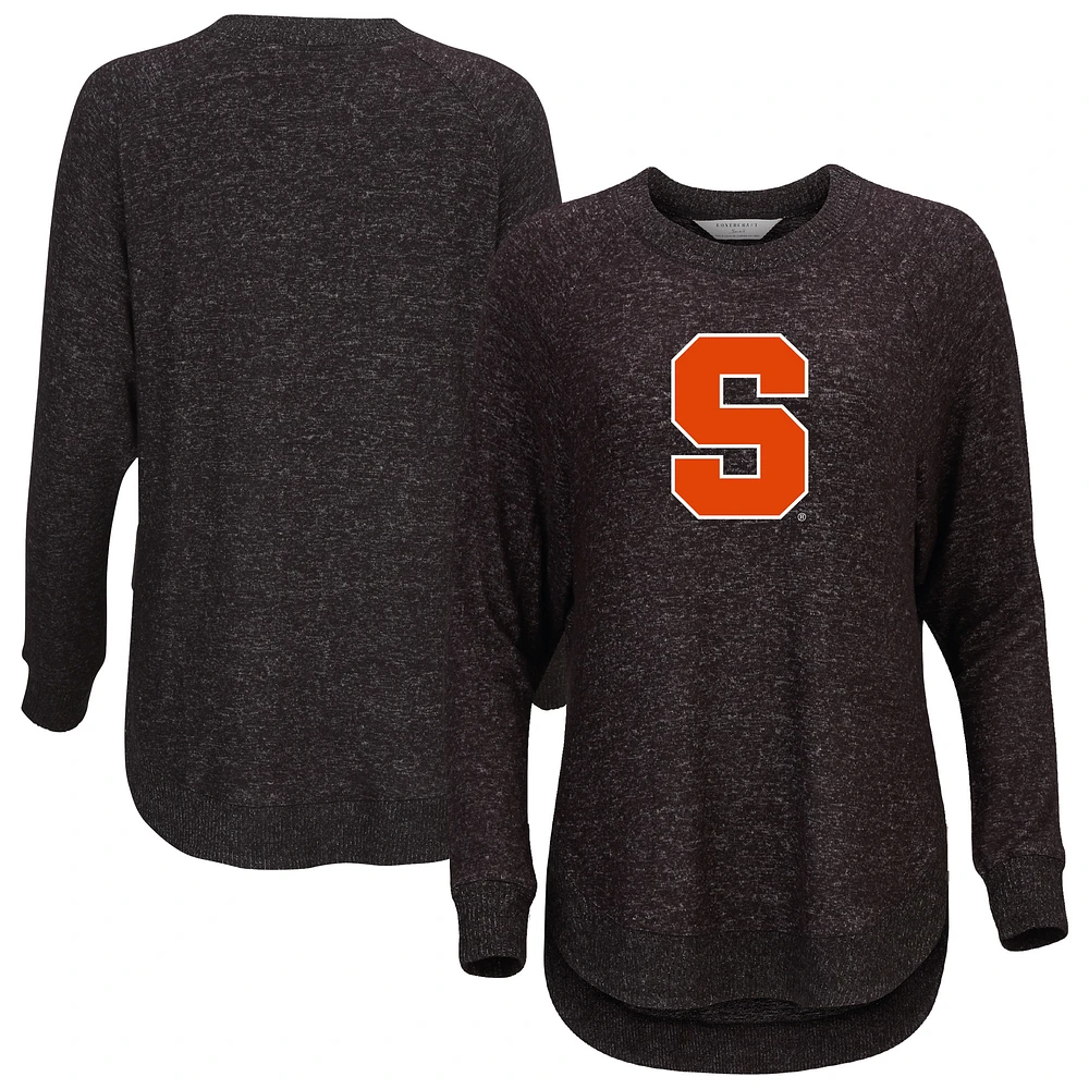 Women's Black Syracuse Orange Oversized Cuddle Raglan Tri-Blend Pullover Sweatshirt