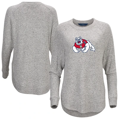 Women's Gray Fresno State Bulldogs Oversized Cuddle Raglan Tri-Blend Pullover Sweatshirt