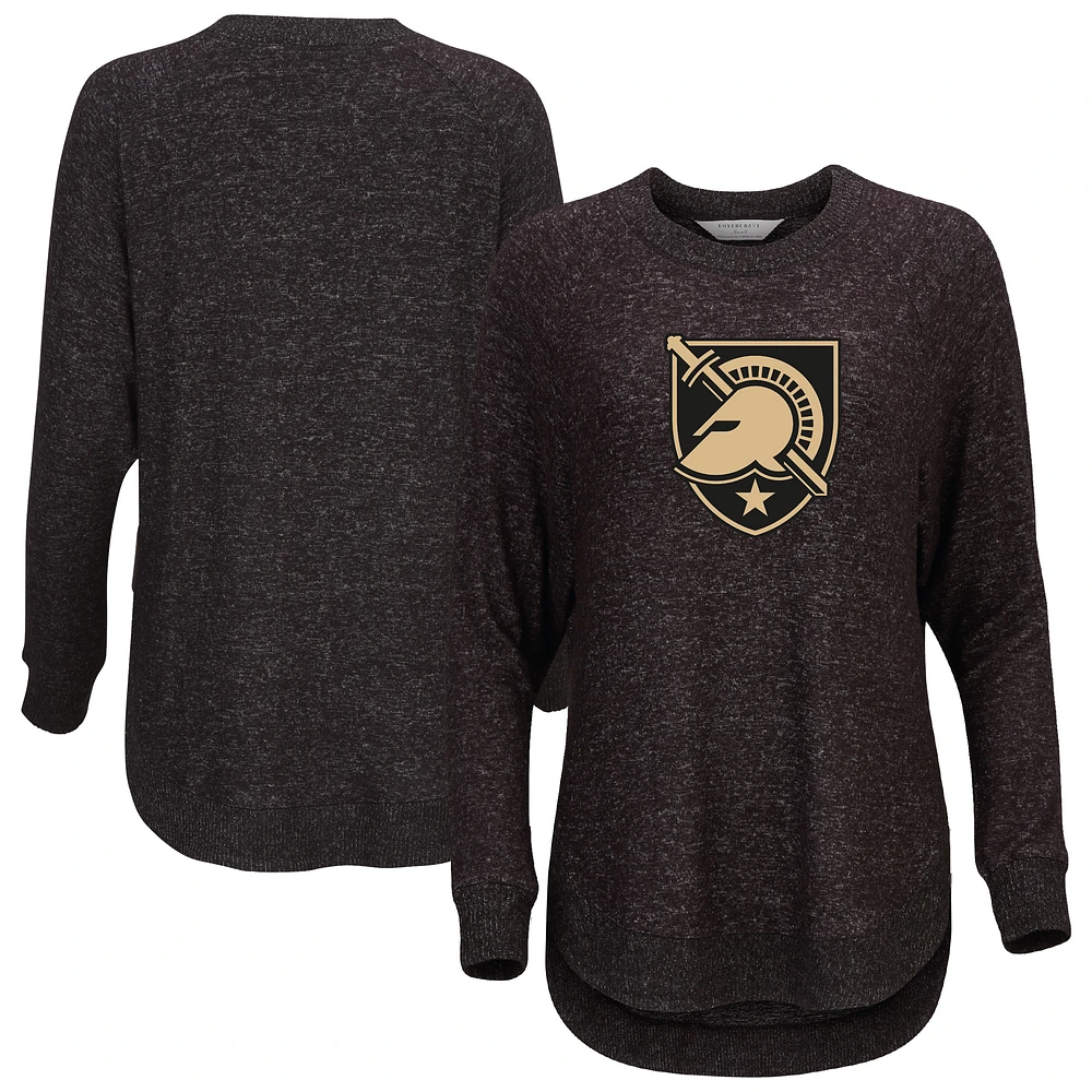 Women's Black Army Black Knights Oversized Cuddle Raglan Tri-Blend Pullover Sweatshirt