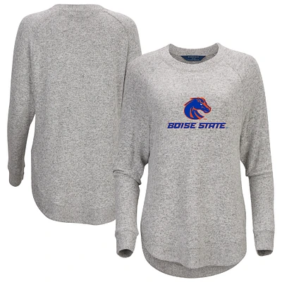 Women's Gray Boise State Broncos Oversized Cuddle Raglan Tri-Blend Pullover Sweatshirt