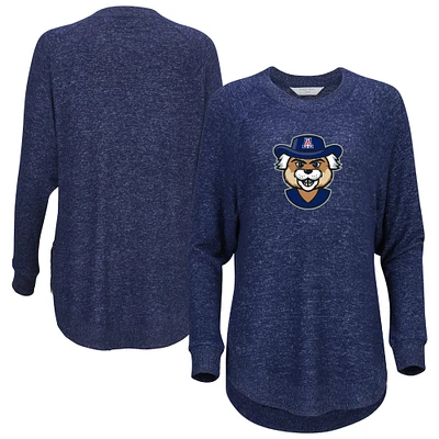 Women's Navy Arizona Wildcats Oversized Cuddle Raglan Tri-Blend Pullover Sweatshirt