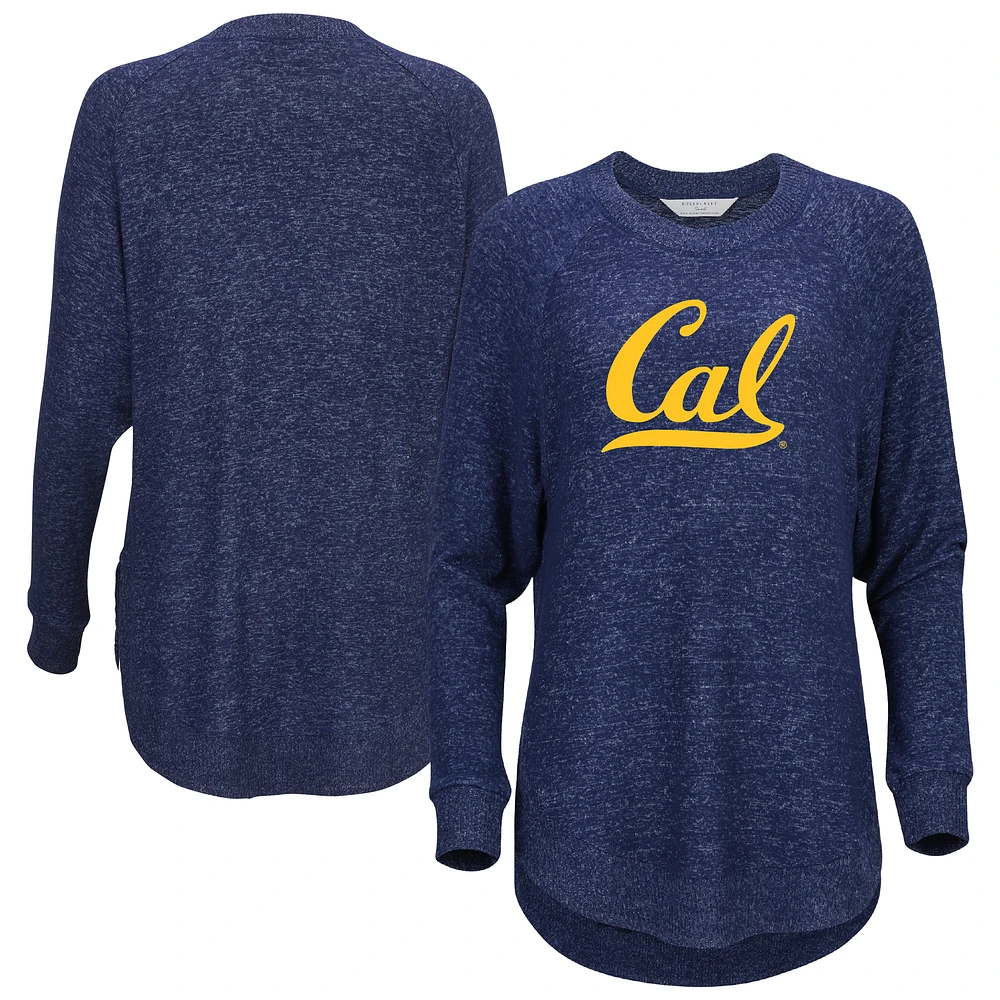 Women's Navy Cal Bears Oversized Cuddle Raglan Tri-Blend Pullover Sweatshirt