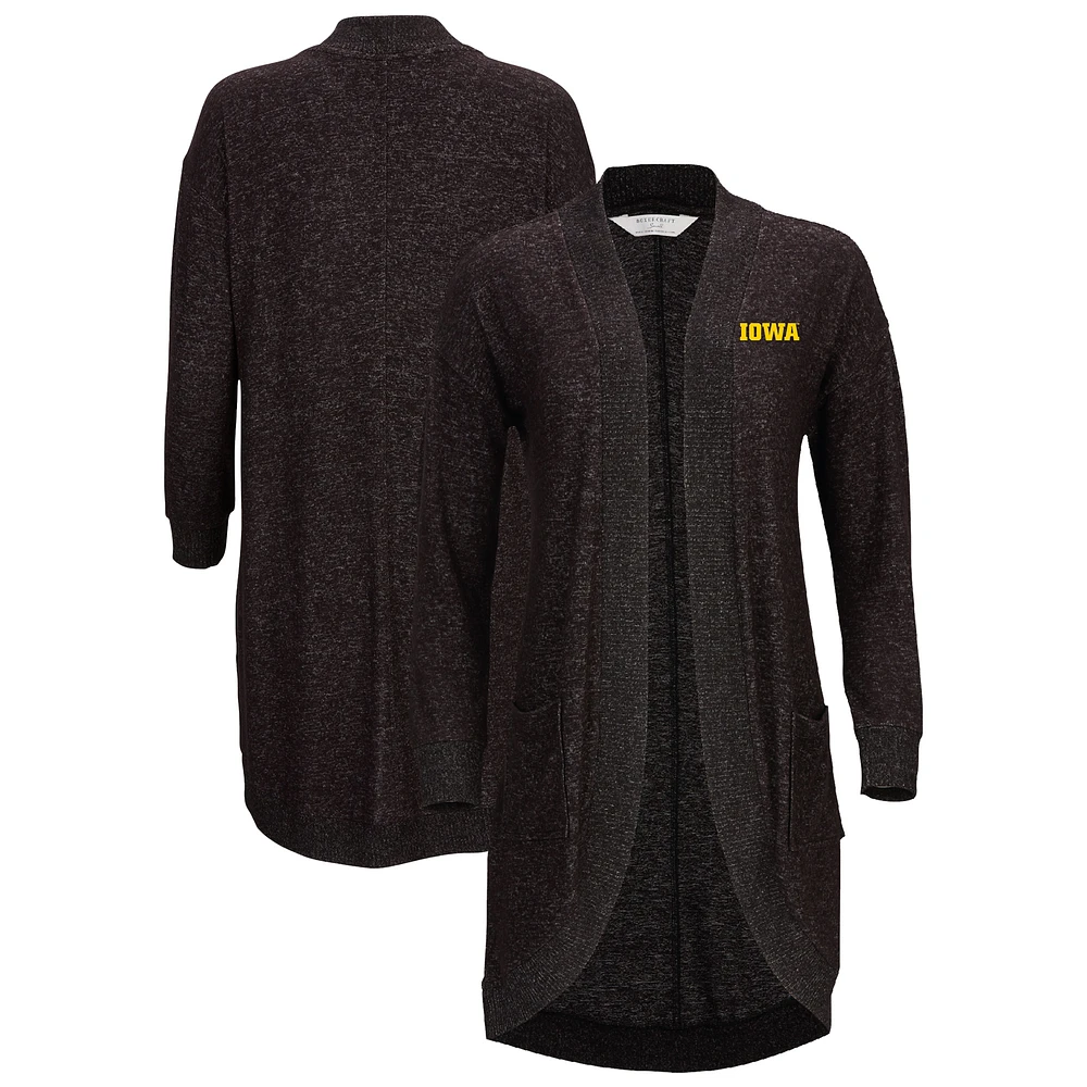 Women's Black Iowa Hawkeyes Oversized Cuddle Tri-Blend Cardigan