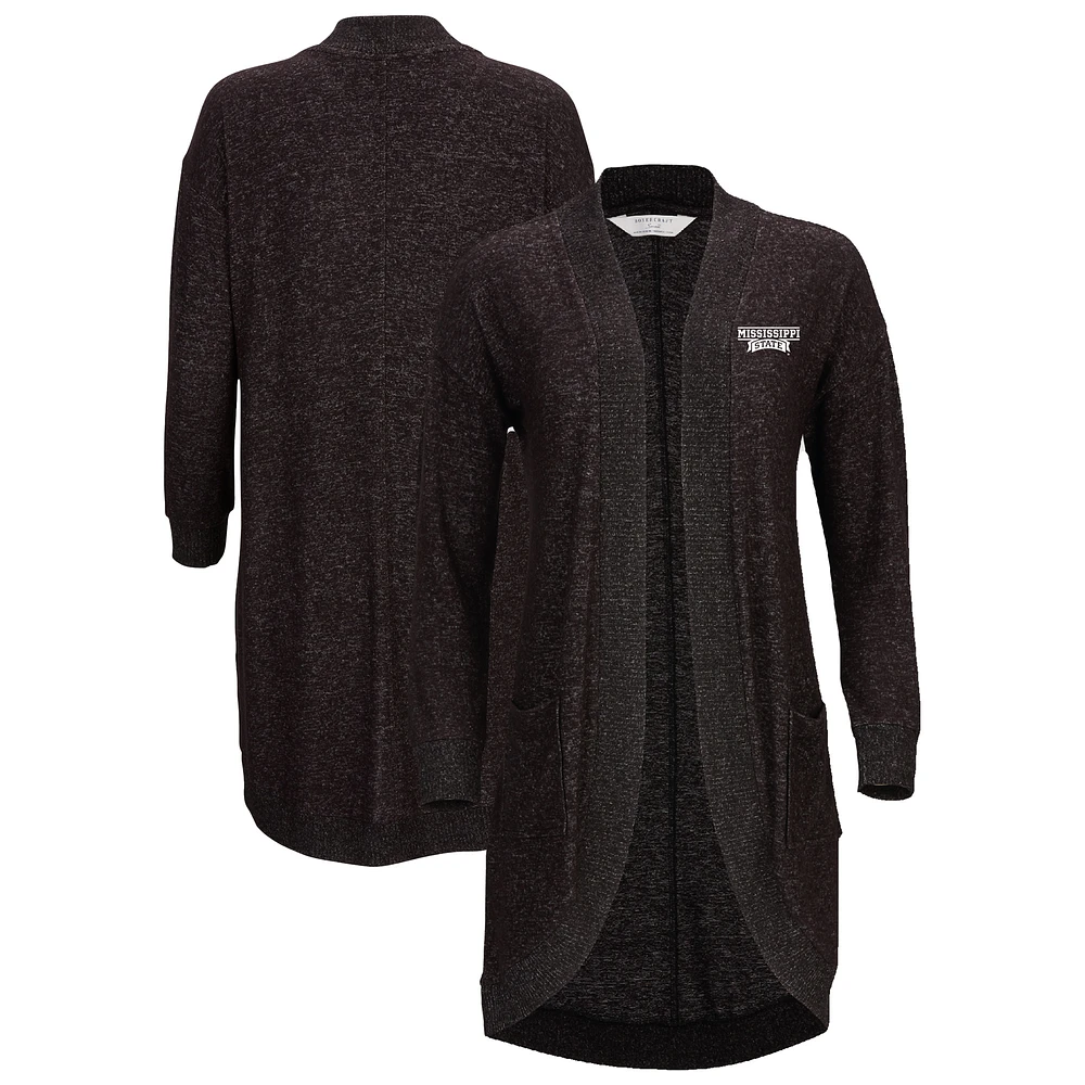 Women's Black Mississippi State Bulldogs Oversized Cuddle Tri-Blend Cardigan