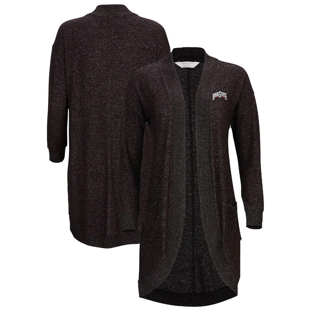 Women's Black Ohio State Buckeyes Oversized Cuddle Tri-Blend Cardigan