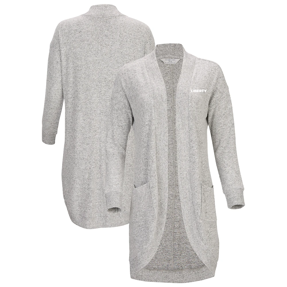 Women's Gray Liberty Flames Oversized Cuddle Tri-Blend Cardigan