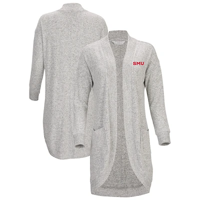 Women's Gray SMU Mustangs Oversized Cuddle Tri-Blend Cardigan
