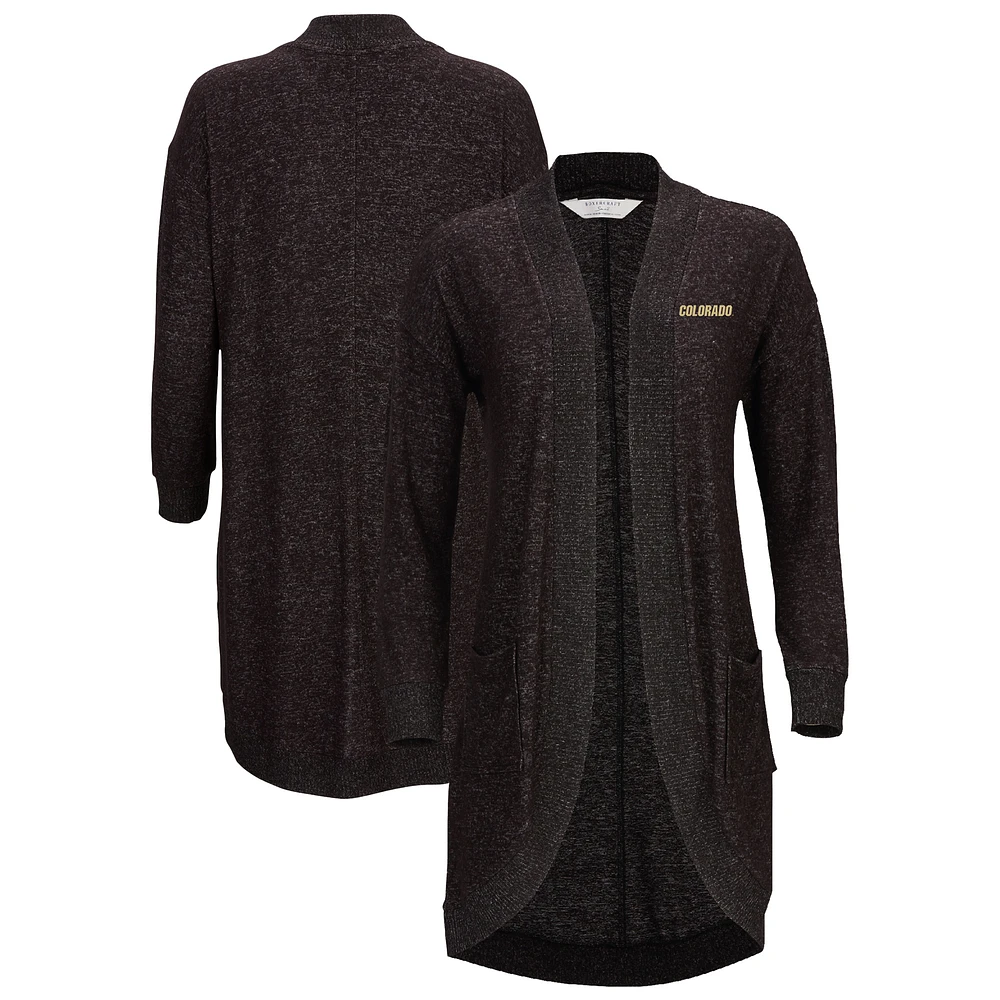 Women's Black Colorado Buffaloes Oversized Cuddle Tri-Blend Cardigan