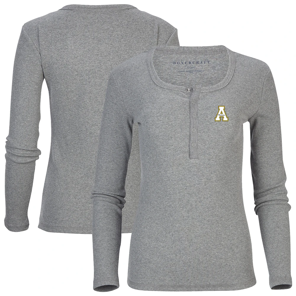 Women's Gray Appalachian State Mountaineers Harper Henley Long Sleeve T-Shirt