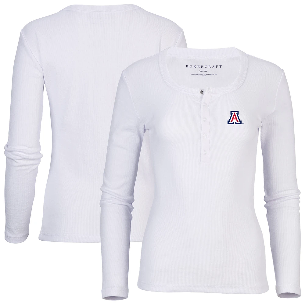 Women's White Arizona Wildcats Harper Henley Long Sleeve T-Shirt