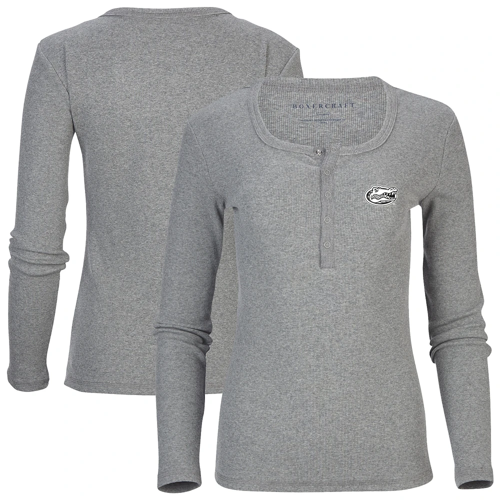 Women's Gray Florida Gators Harper Henley Long Sleeve T-Shirt