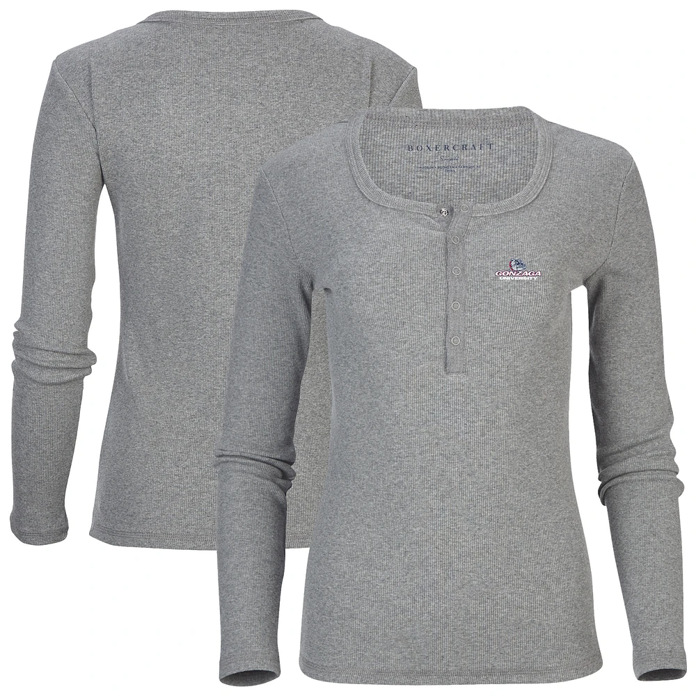 Women's Gray Gonzaga Bulldogs Harper Henley Long Sleeve T-Shirt