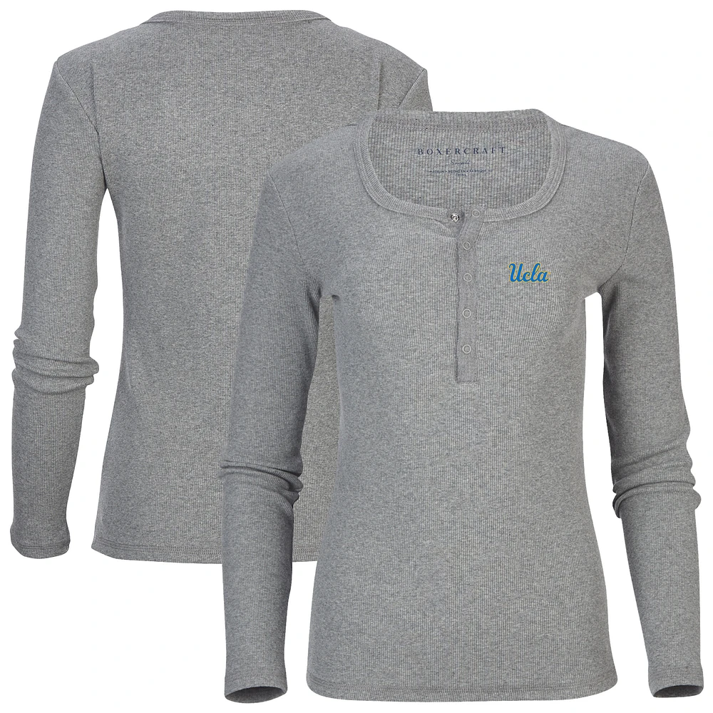 Women's Gray UCLA Bruins Harper Henley Long Sleeve T-Shirt