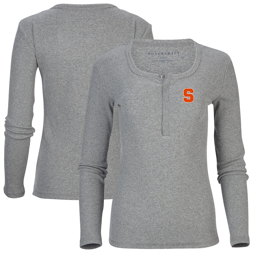 Women's Gray Syracuse Orange Harper Henley Long Sleeve T-Shirt