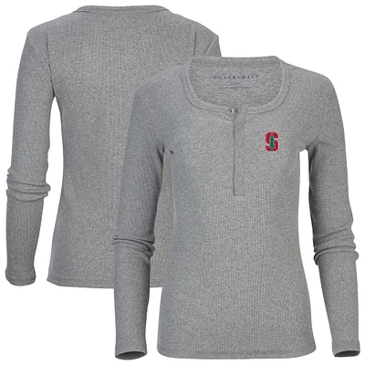 Women's Gray Stanford Cardinal Harper Henley Long Sleeve T-Shirt