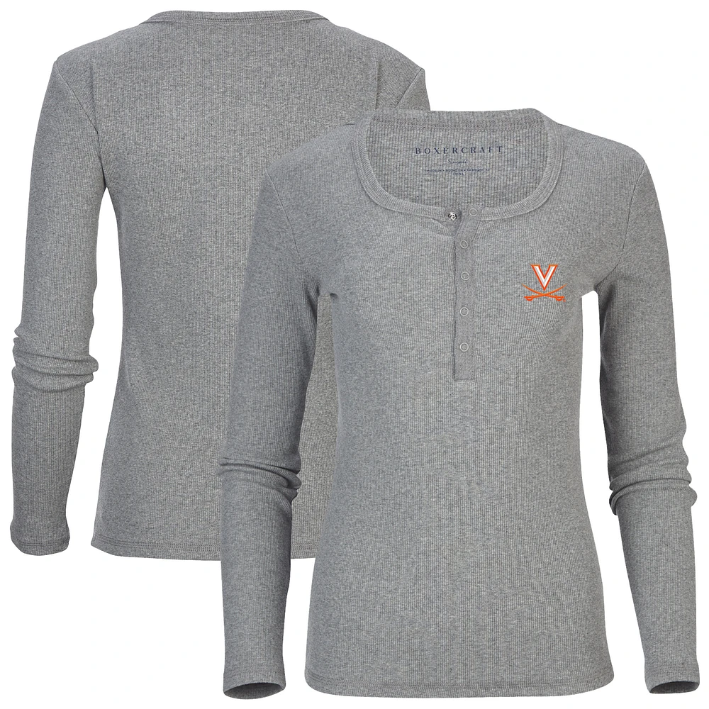 Women's Gray Virginia Cavaliers Harper Henley Long Sleeve T-Shirt