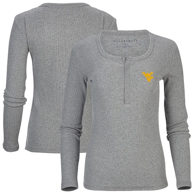 Women's Gray West Virginia Mountaineers Harper Henley Long Sleeve T-Shirt