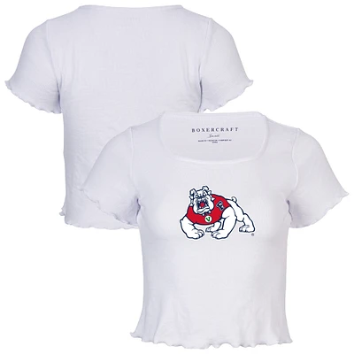Women's White Fresno State Bulldogs Baby Rib Top