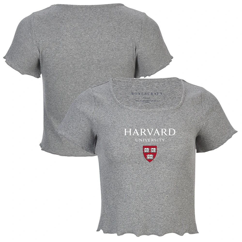 Women's Gray Harvard Crimson Baby Top T-Shirt