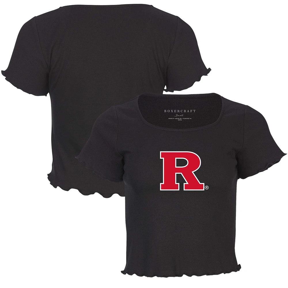 Women's Black Rutgers Scarlet Knights Baby Top T-Shirt