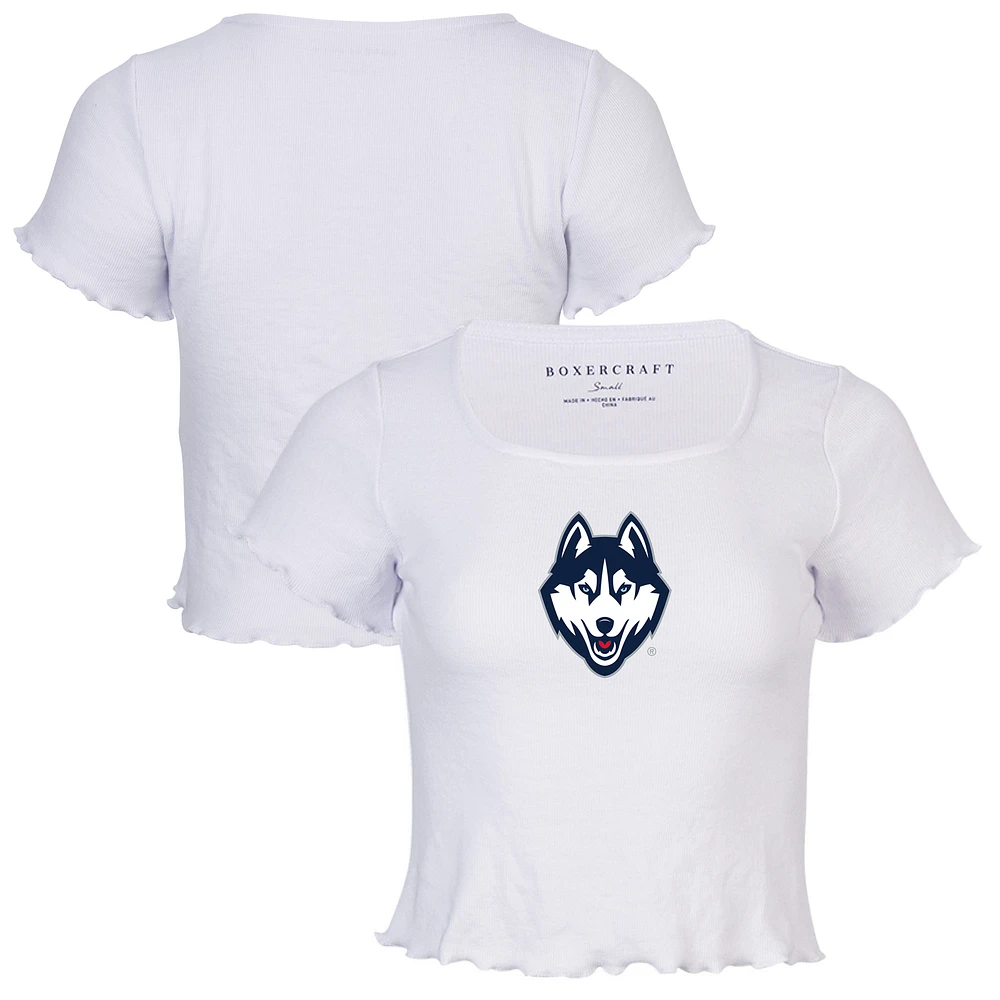 Women's White UConn Huskies Baby Top T-Shirt