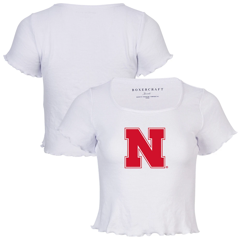 Women's White Nebraska Huskers Baby Top T-Shirt