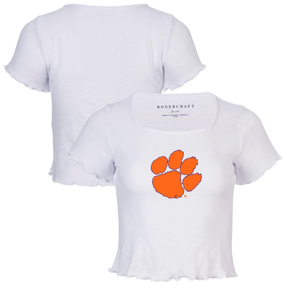Women's White Clemson Tigers Baby Top T-Shirt