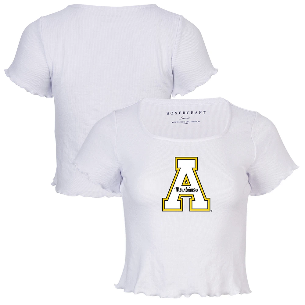 Women's White Appalachian State Mountaineers Baby Top T-Shirt