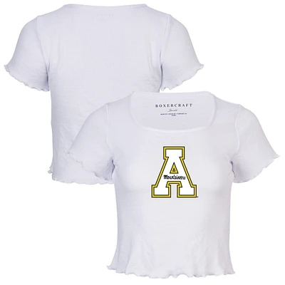 Women's White Appalachian State Mountaineers Baby Top T-Shirt