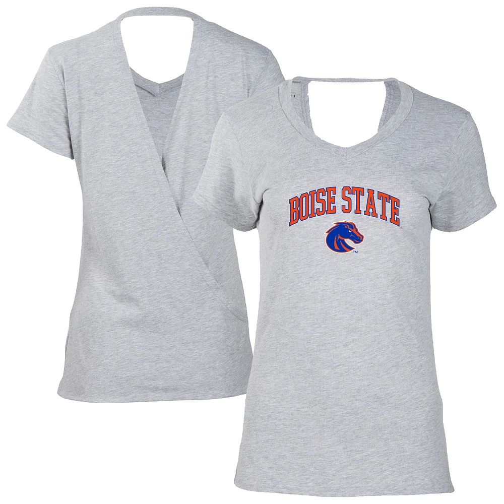 Women's Black Boise State Broncos Bella Crossover Back V-Neck T-Shirt