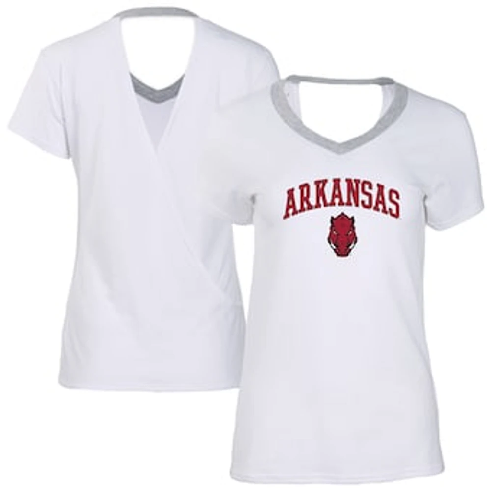 Women's White Arkansas Razorbacks Bella Crossback T-Shirt