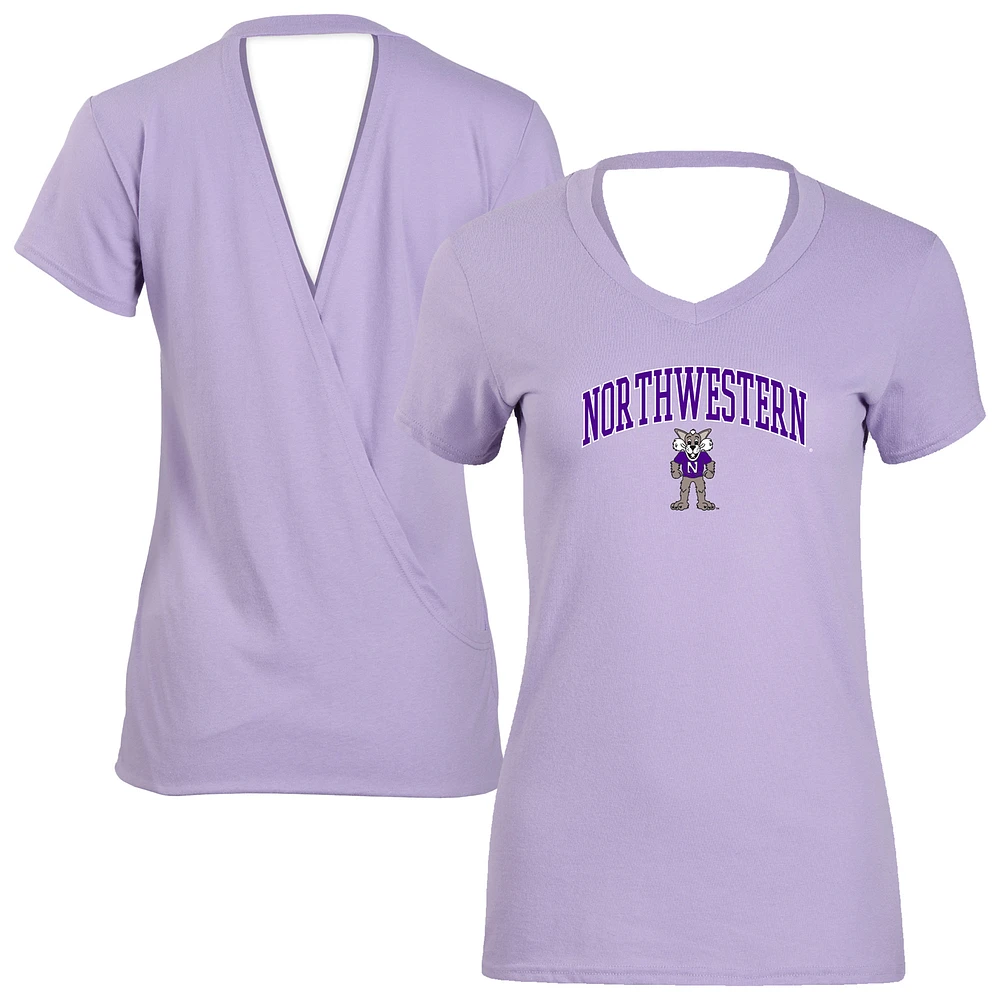 Women's Lavender Northwestern Wildcats Bella Crossover Back V-Neck T-Shirt